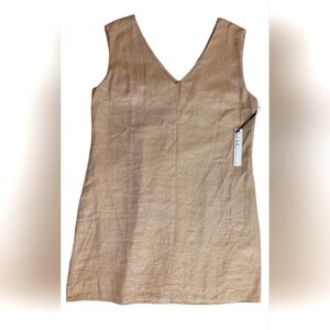 NWT Nicole Miller Linen Blend V Neck Sleeveless Metallic Gold| Women XL